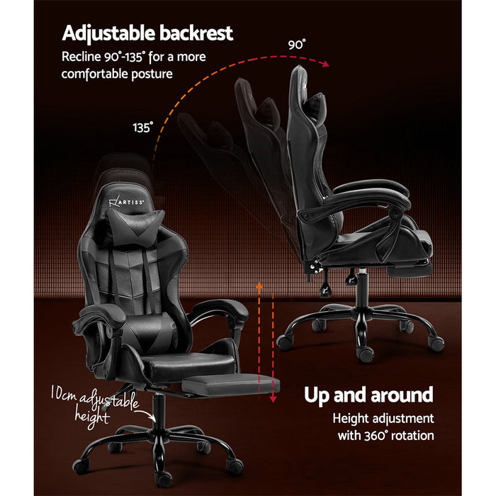 NNEDSZ Gaming Office Chair Executive Computer Leather Chairs Footrest Grey-4