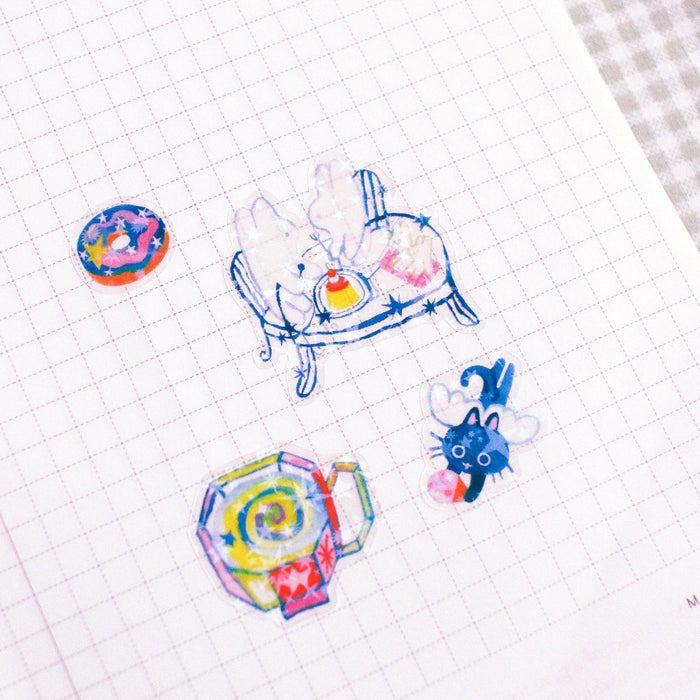 Odd Rabbits 'Cosmic Cafe' Star Holo Transparent A6 Sticker Sheet