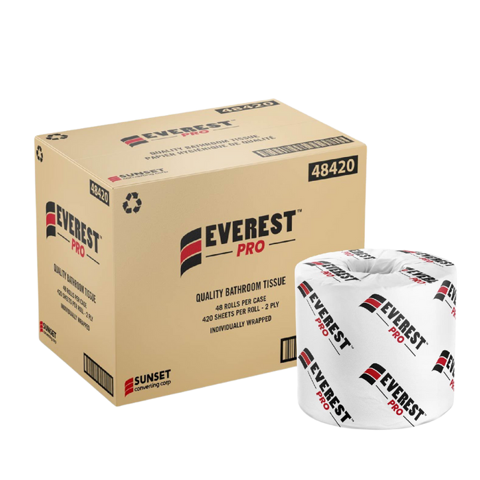 420sheets, 2 ply Standard Toilet Paper - 48 Rolls
