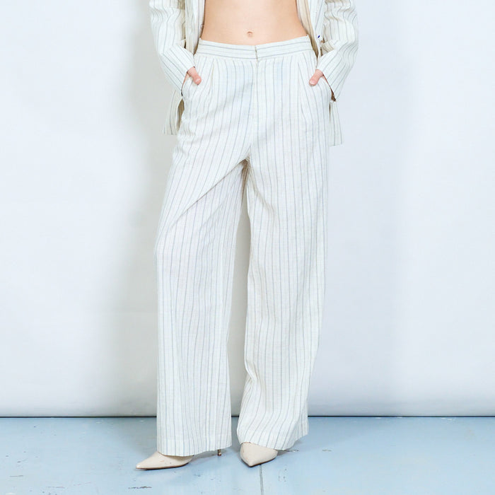 Pinstripe wide leg tailored trousers wholesale