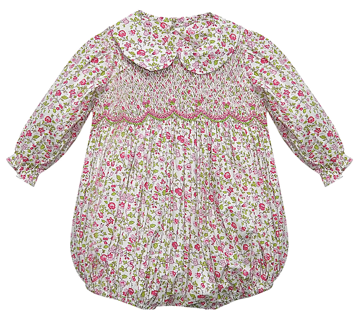 RN Fuschia Pink Flower Smocked Cate Bubble