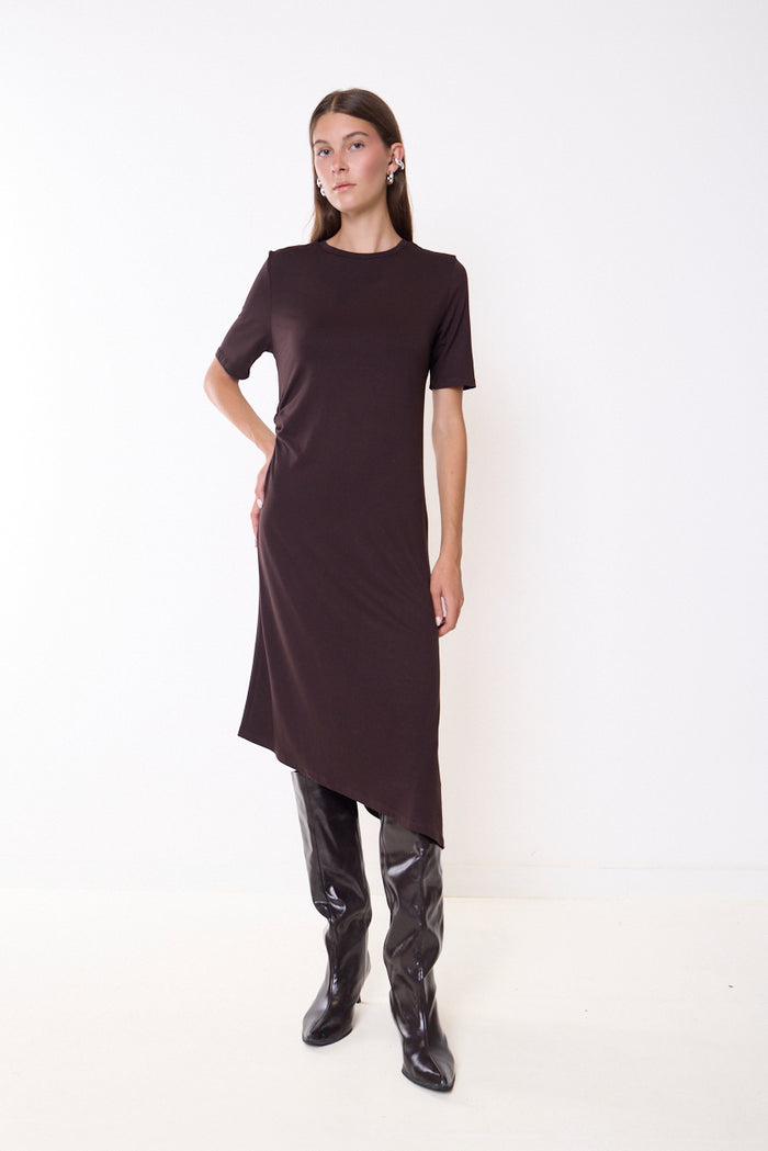 Ruched side-detail midi dress wholesale