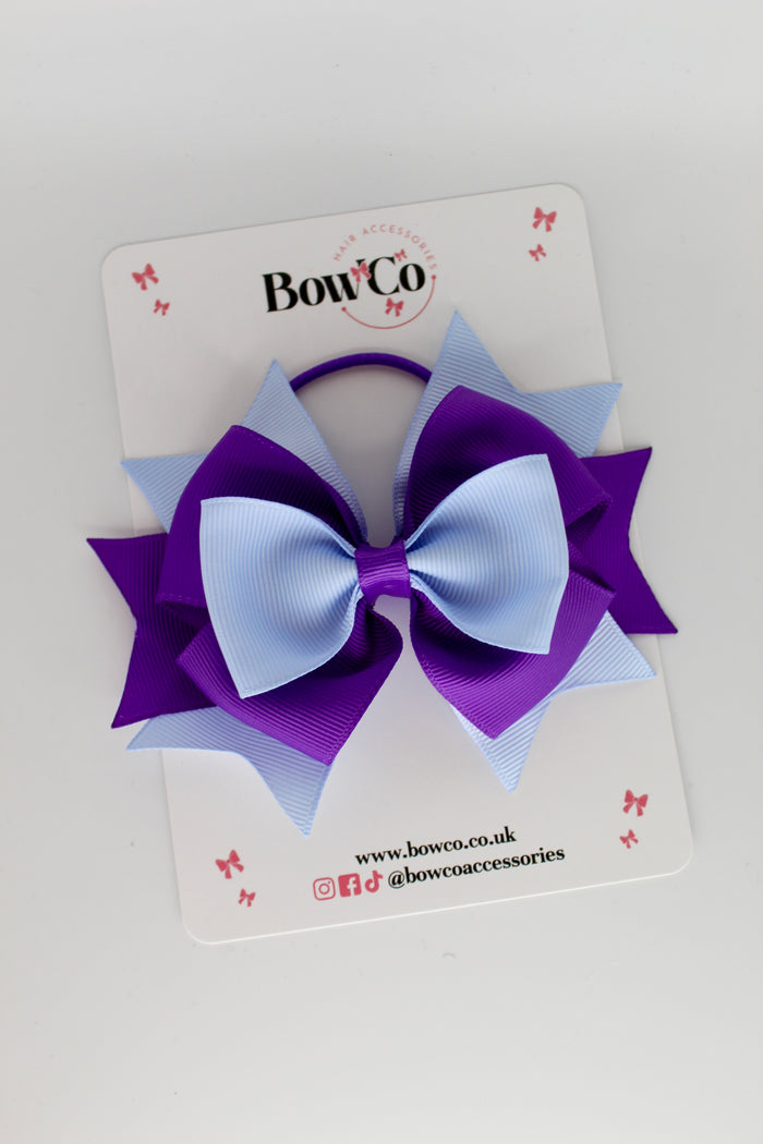 School Bow Purple and Bluebell - Layer Bow - Elastic