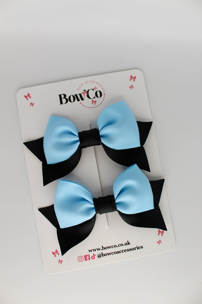 School Bows Black and Blue Topaz - Bow Tail Set - Clip
