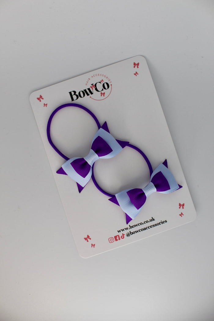 School Bows Purple and Bluebell - Butterfly Bow Set - Elastic