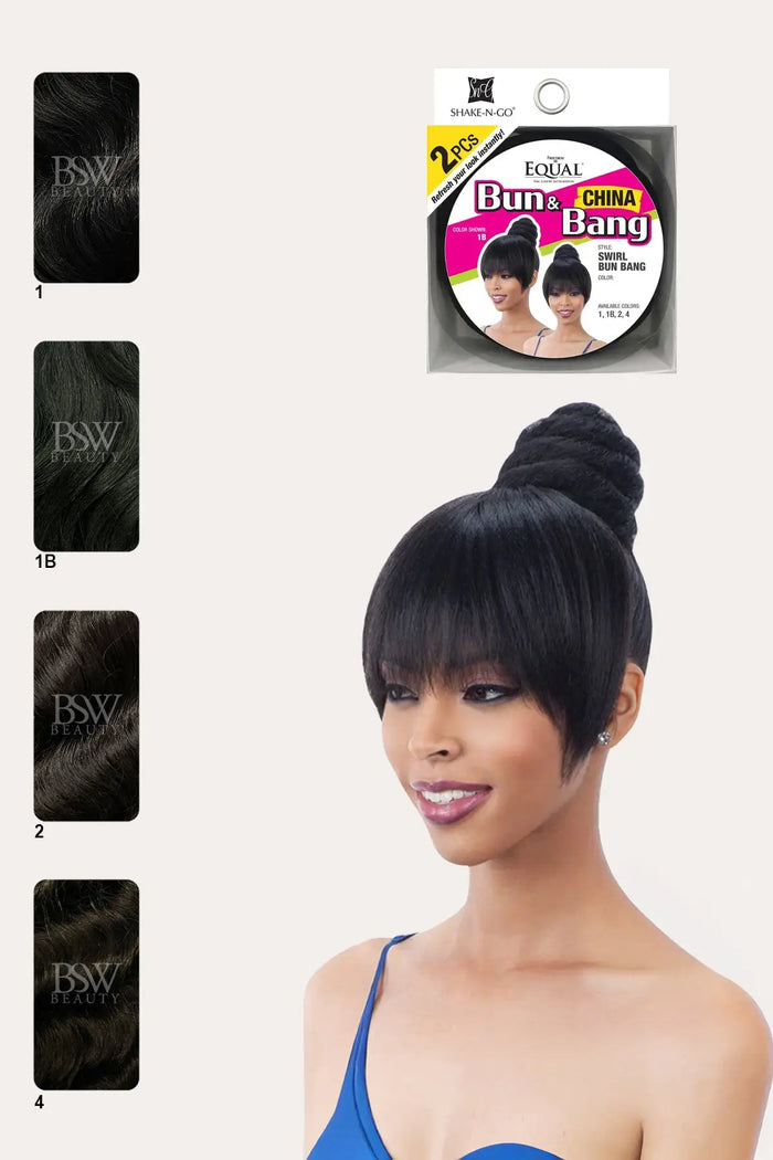 SHAKE N GO FREETRESS EQUAL BUN & BANG 2PCS - SWIRL BUN BANG - BSW BEAUTY CANADA