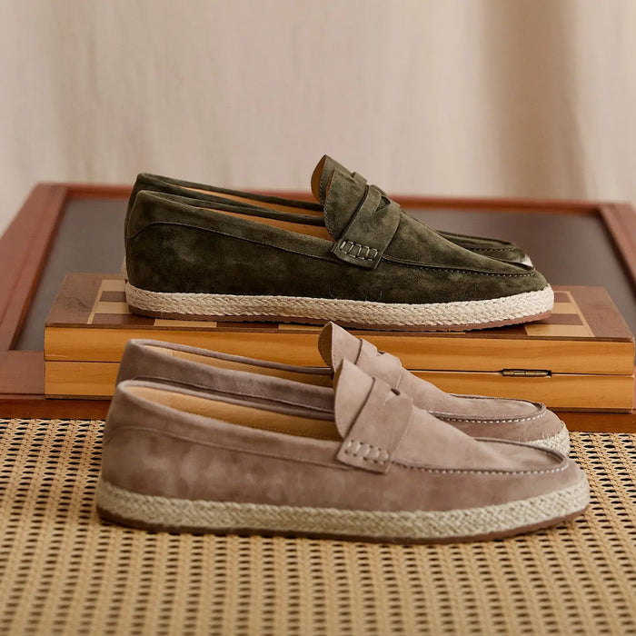 Sheepskin Suede Espadrille Penny Loafers BRABION