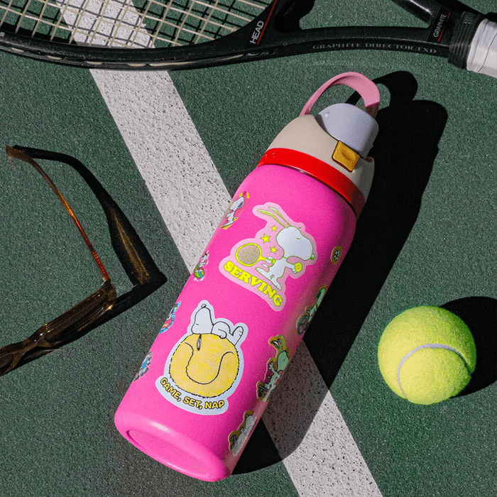 Snoopy Sticker Serving Tennis