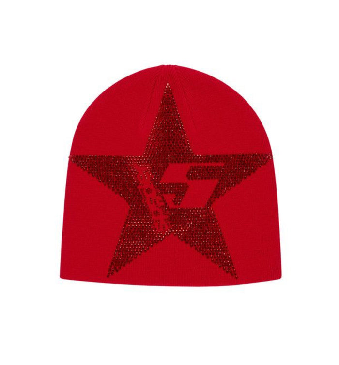 SP5DER RHINESTONE RED SKULLY BEANIE (BRAND NEW)