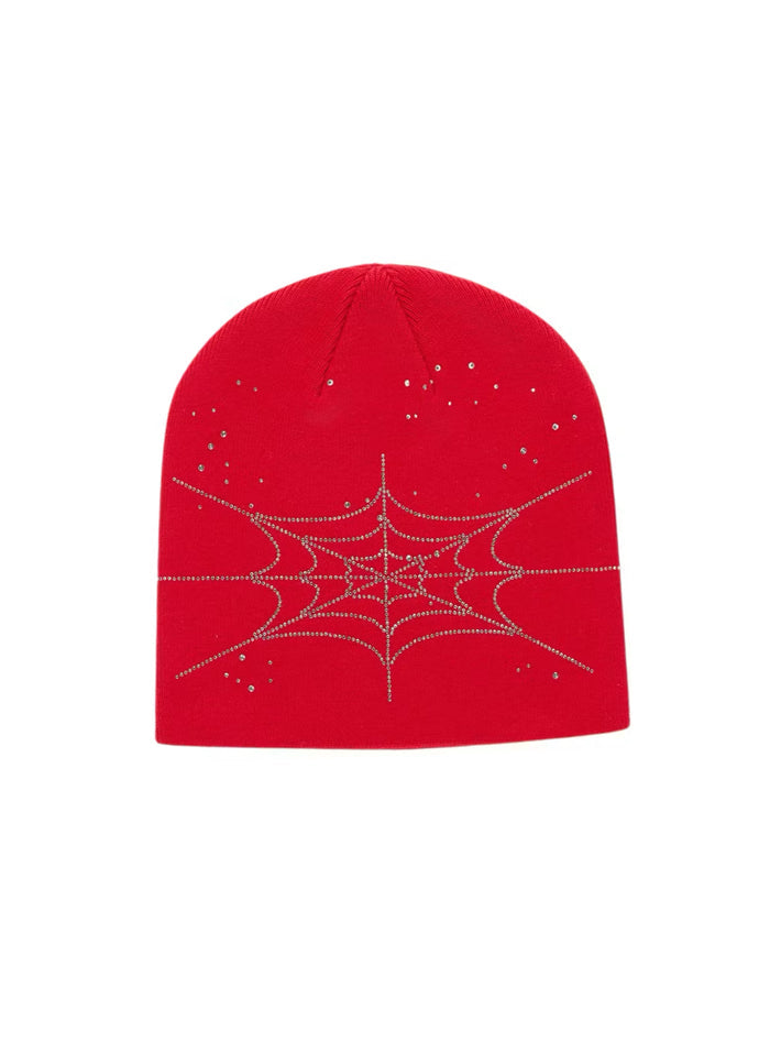 SP5DER RHINESTONE RED SKULLY BEANIE (BRAND NEW)
