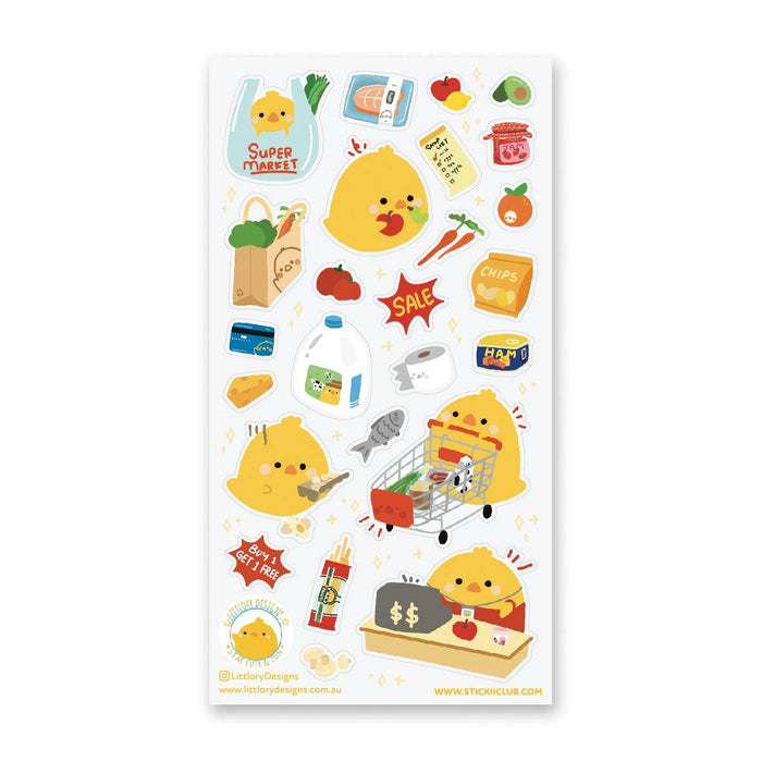 Sticker Sheet Clear Holo Glitter Supermarket Chicks