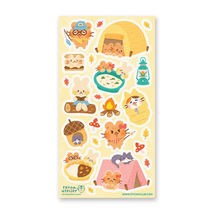 Sticker Sheet Kawaii Animals Camping