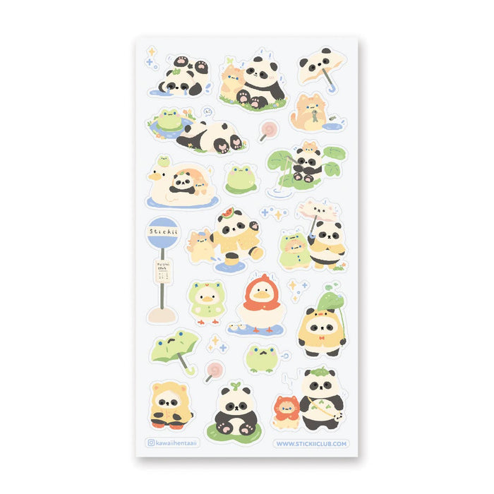 Sticker Sheet Pandas Rainy Day