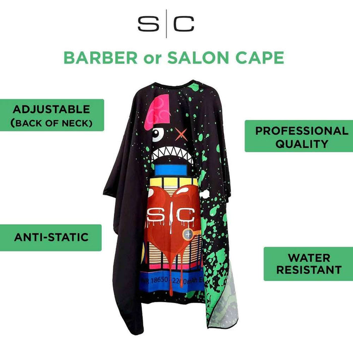 STYLECRAFT RADIOACTIVE BARBER & STYLIST CAPE - BLACK - Palms Fashion Inc.