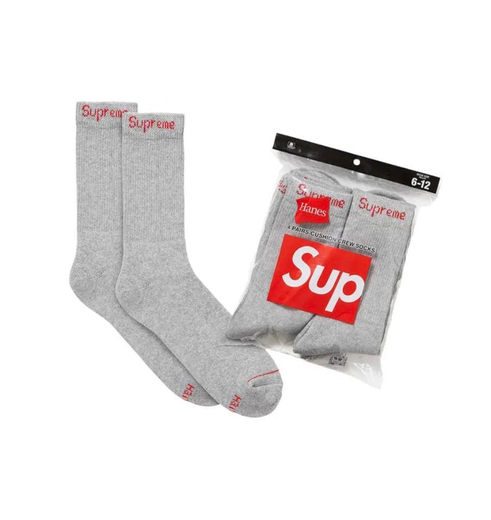 SUPREME GREY SOCKS (PACK OF 4)