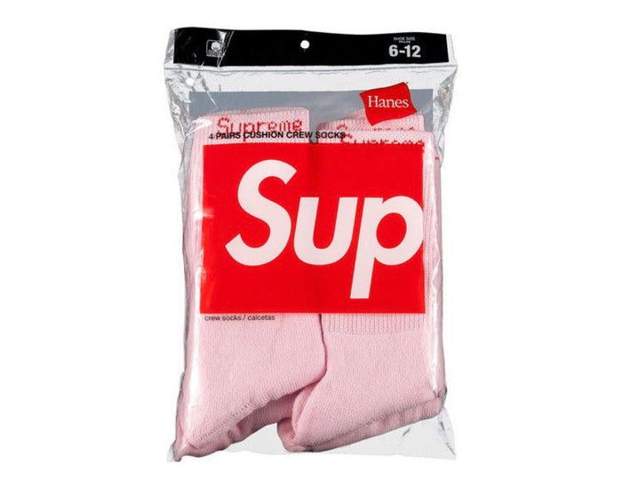 SUPREME X HANES CREW SOCKS PINK (BRAND NEW)