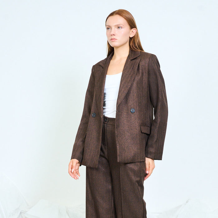 Textured double-breasted blazer with peak lapels wholesale