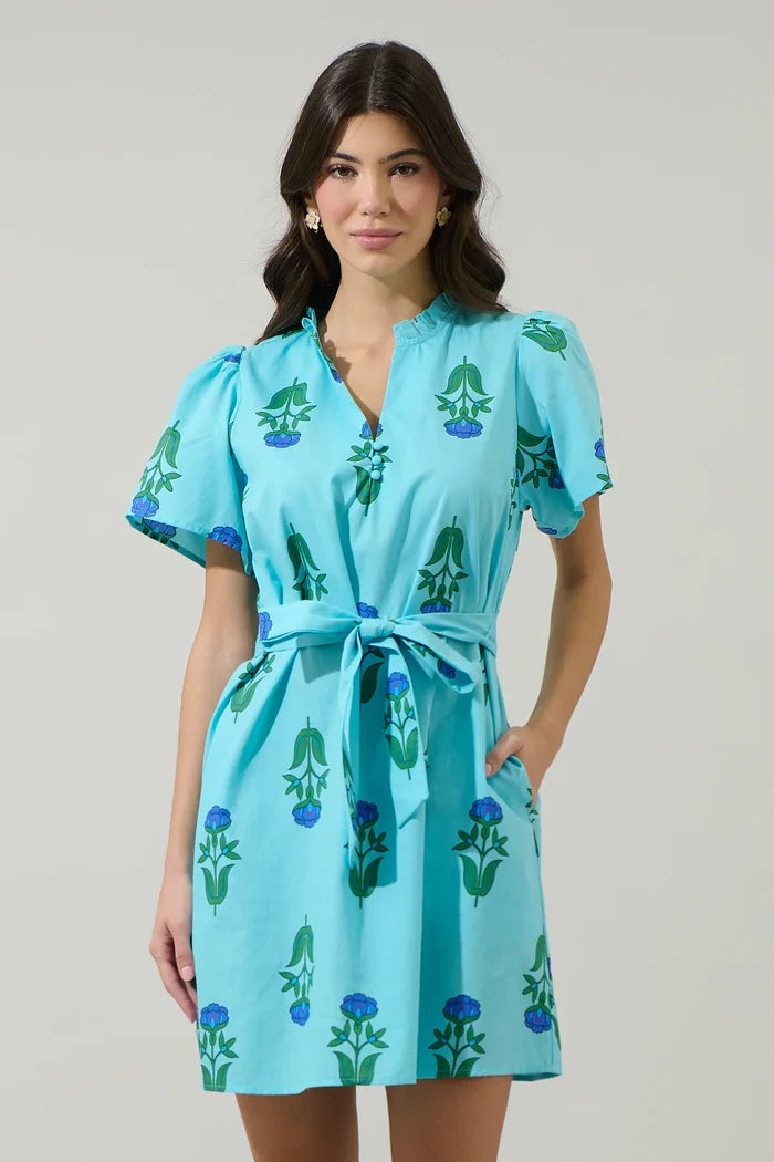 The Amena Floral Dress-Blue