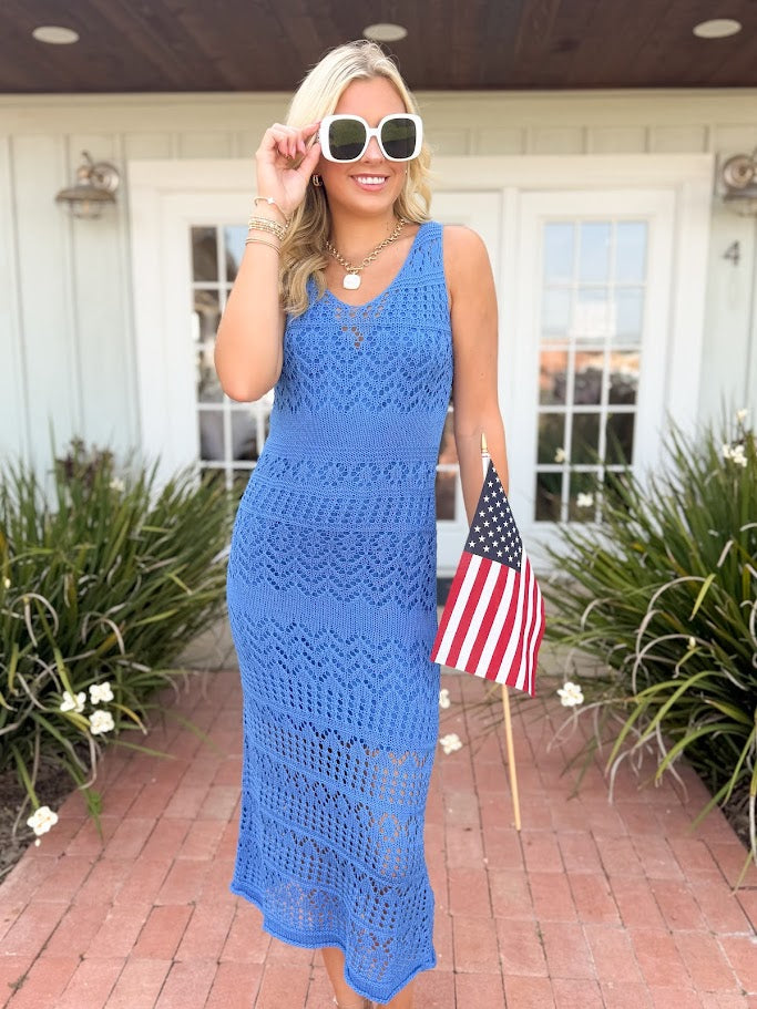 The Hanna Crochet Maxi Dress-Blue