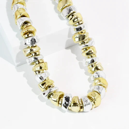 The Liquid Mix Metal Necklace-Gold/Silver