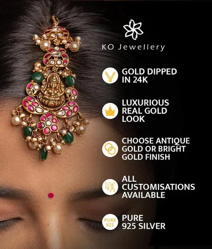 The Pradyumna Silver Maang Tikka (Oxidised)