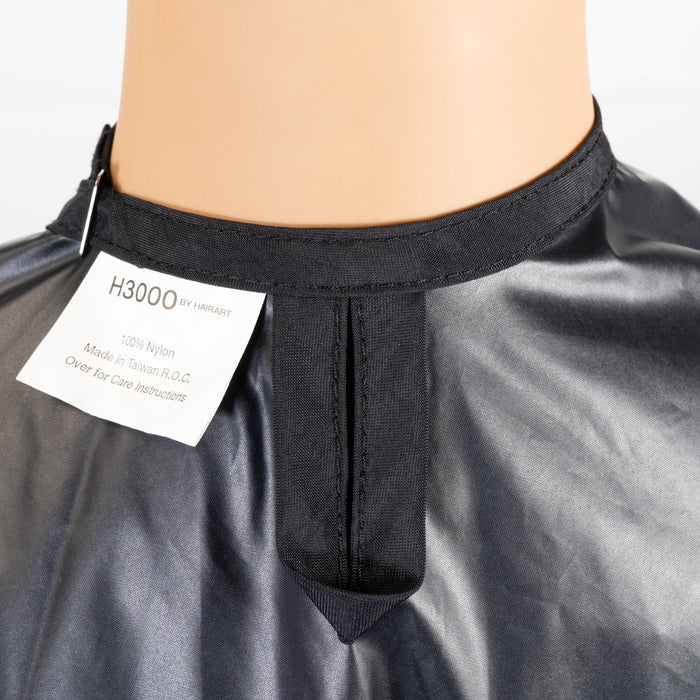 Waterproof Black Nylon Hair Cape | Adjustable Neck Closure & Storage Pockets
