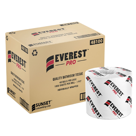1000 sheets, 1 ply Standard Toilet Paper - 48 Rolls