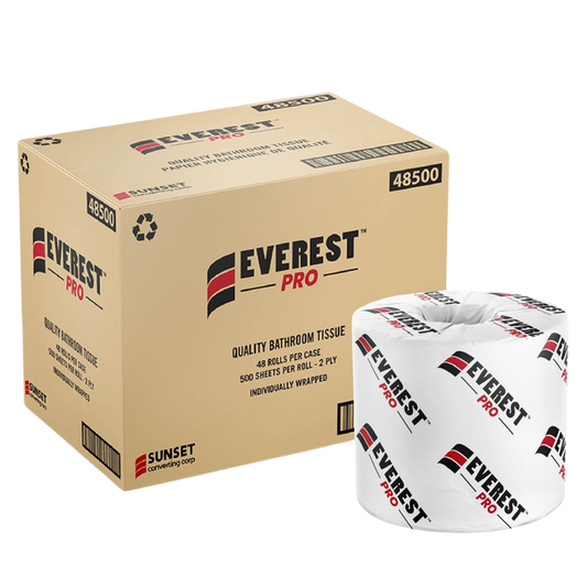 500 sheets, 2 ply Standard Toilet Paper - 48 Rolls