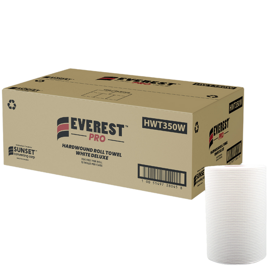 7.85" x 350' White Hand Towel Rolls - 12 Rolls