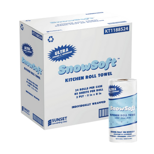 8" x 11", 85 Sheets, 2 Ply Kitchen Towel - 24 Rolls
