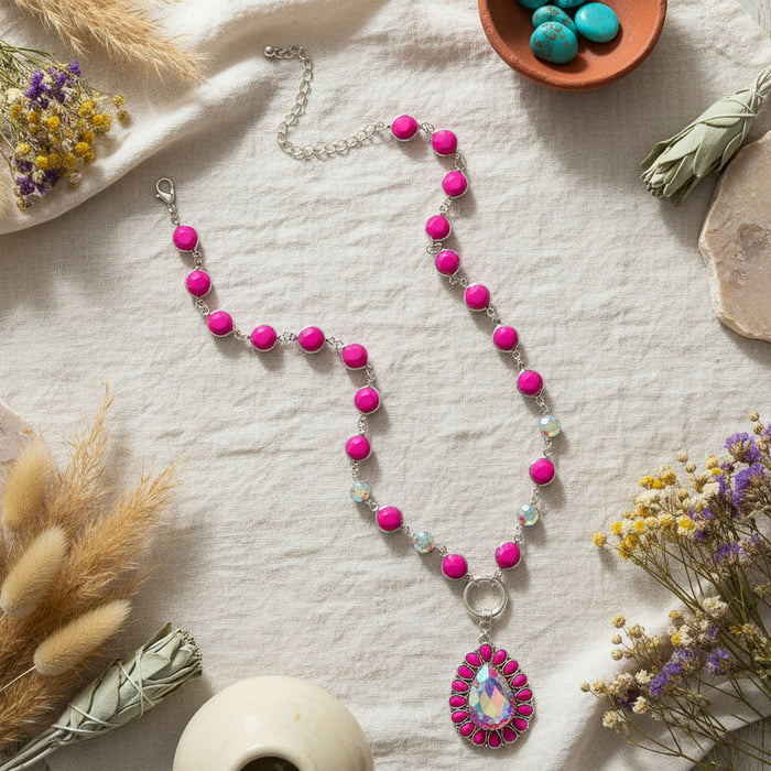 92286 - Squash Blossom Necklace - Fuchsia