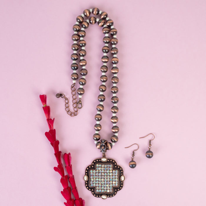 92300 - Squash Blossom Necklace - Ivory & Copper