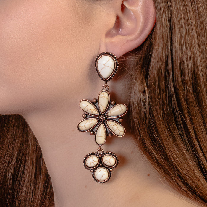 93276 - Squash Blossom Earrings - Ivory & Copper