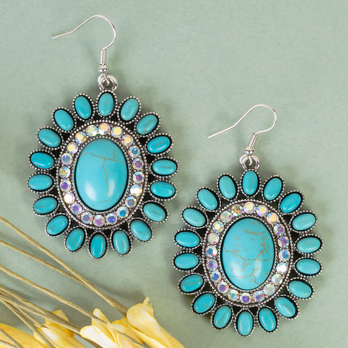 93539 - Squash Blossom Earrings - Turquoise & Silver