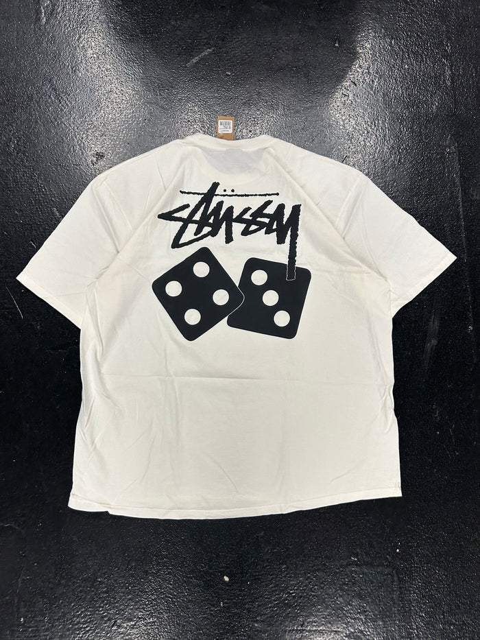 STUSSY WHITE DICE SCRIPT TEE (BRAND NEW)