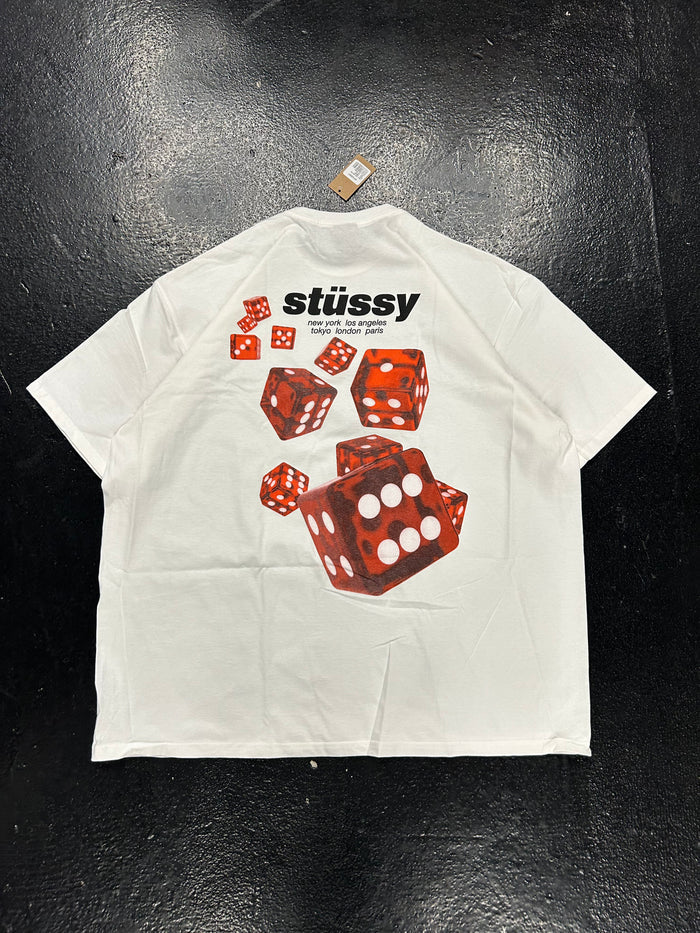 STUSSY RED DICE WHITE TEE (BRAND NEW)