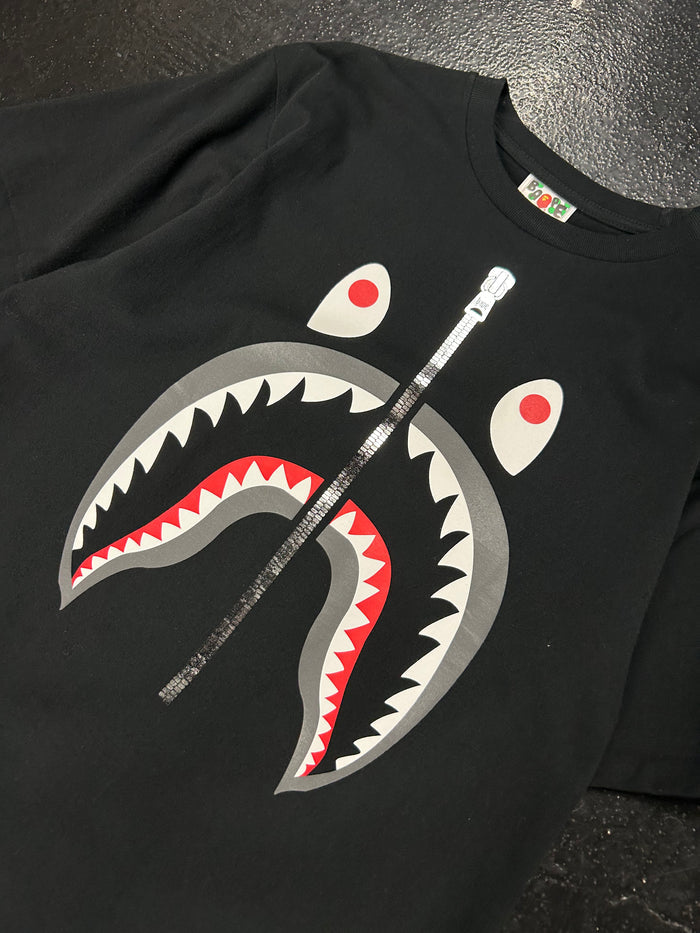 BAPE BLACK SHARK TOOTH ZIP TEE (BRAND NEW)