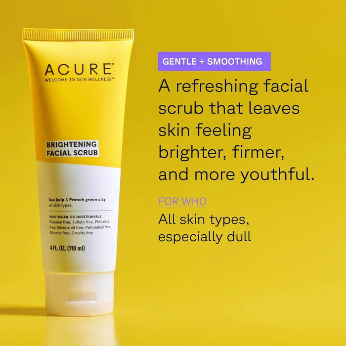 Acure Brightening Facial Scrub, Paraben Free, Vegan, 4 Fluid Ounce - - Pinky Cosmetics -- United Arab Emirates -- Pinky Cosmetics