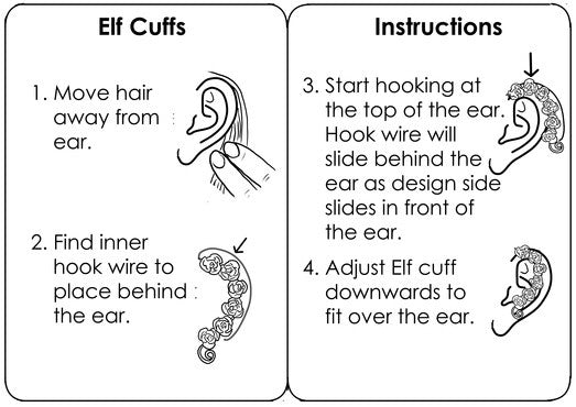 How to wear Silver Plumeria Elf Cuff Earrings step by step