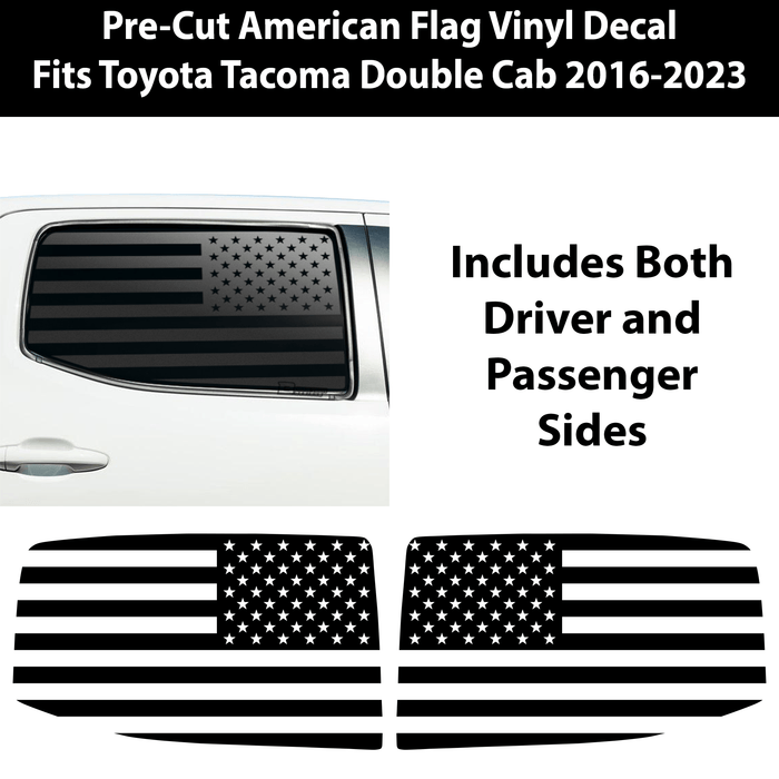 Rear Middle and Side Window American Flag Vinyl Decal Stickers Fits Toyota Tacoma 2016 - 2023 - Bogar Tech Designs