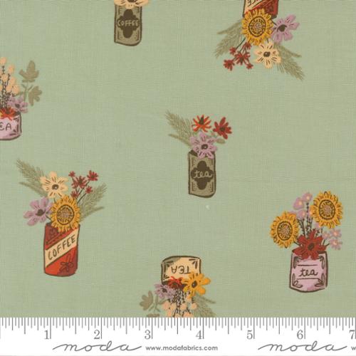 Aqua- Flower Jars- Windfall- Fat Quarter