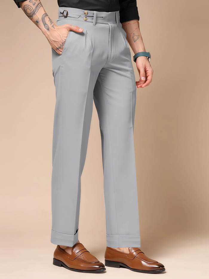 Ash Grey Double Buttoned Gurkha Pants by ITALIAN VEGA®