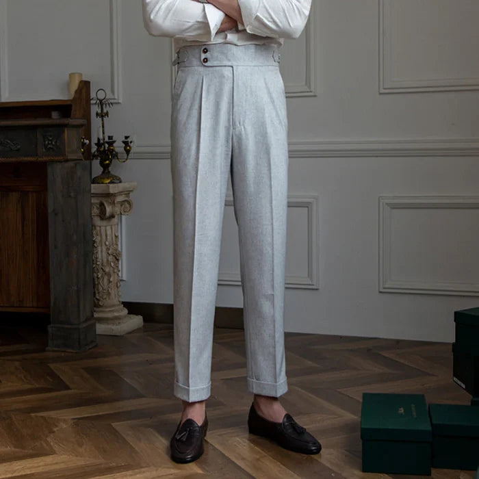 Ash Grey Slub Signature Buttoned Gurkha by ITALIAN VEGA®