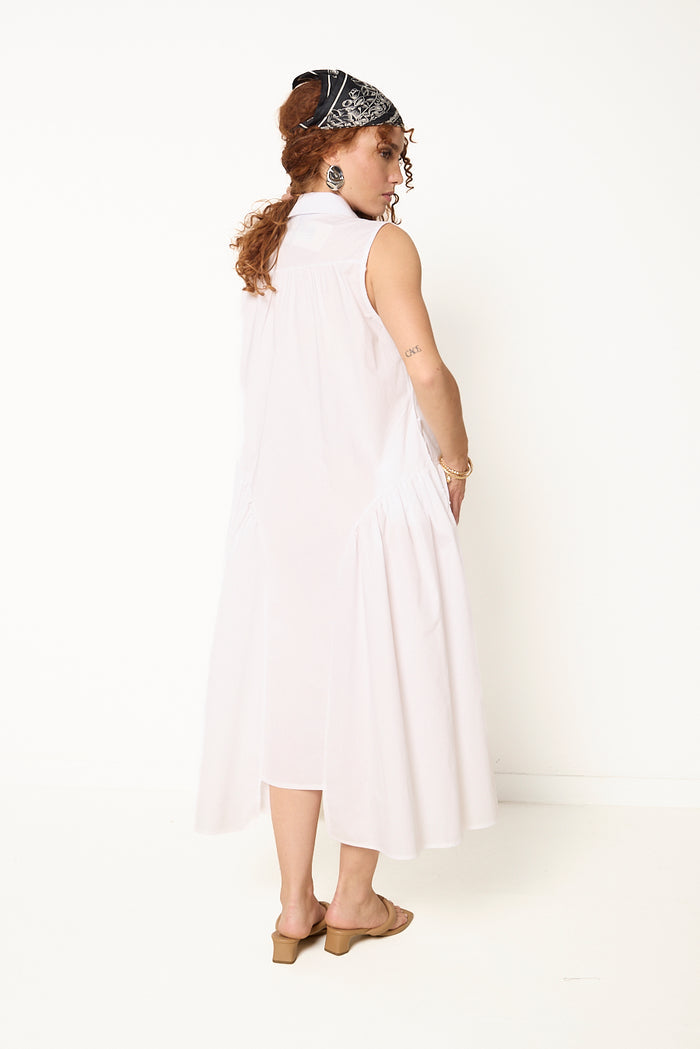 Asymmetric gathered midi dress wholesale