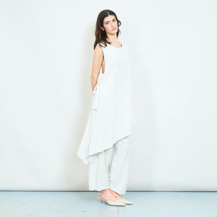 Asymmetric side tie sleeveless tunic top wholesale