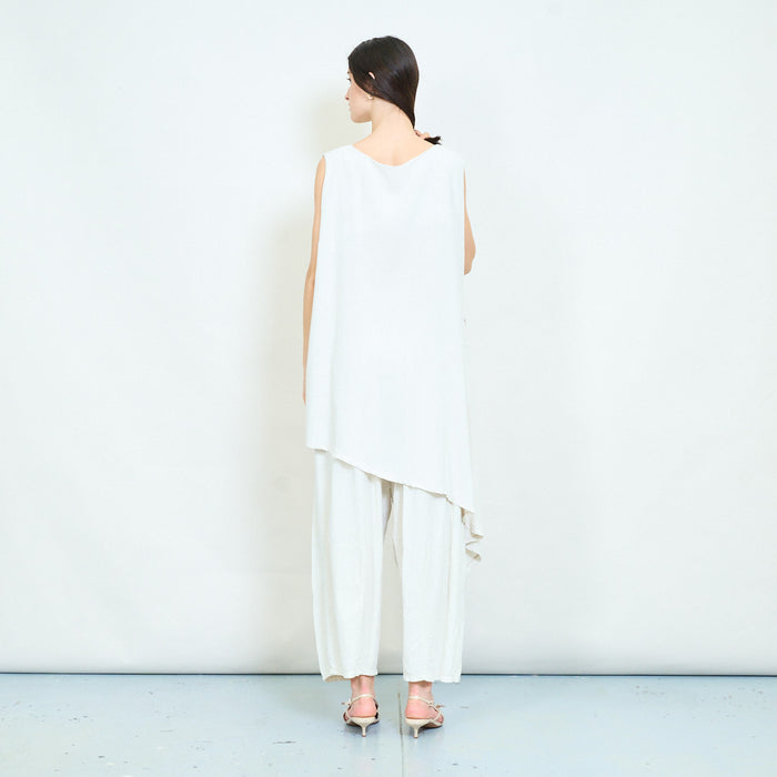 Asymmetric side tie sleeveless tunic top wholesale