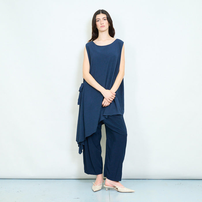 Asymmetric side tie sleeveless tunic top wholesale