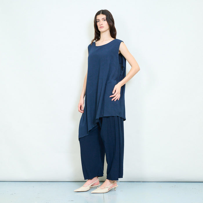 Asymmetric side tie sleeveless tunic top wholesale