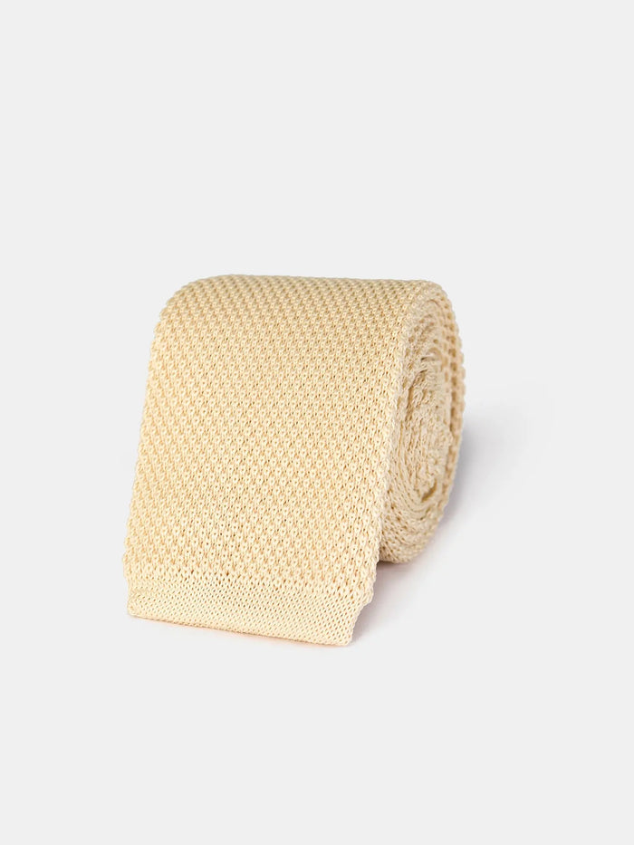 Beige Knitted Tie 6cm - BRABION