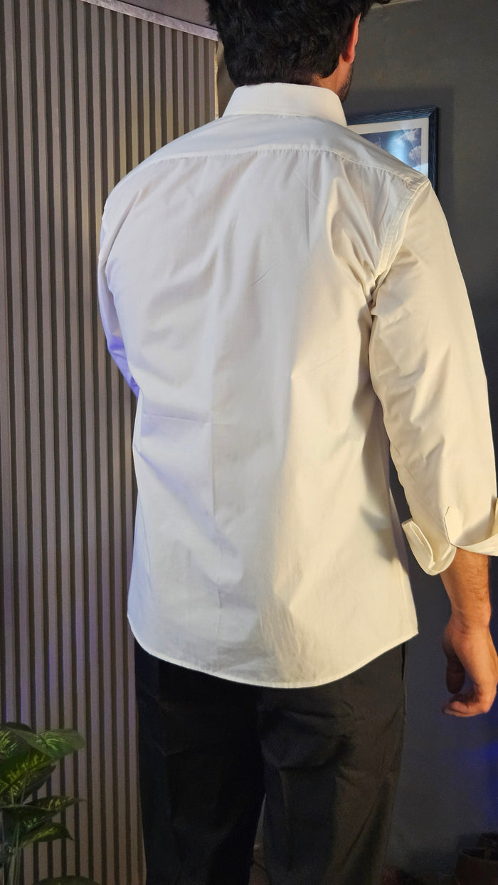 Black Classic Button Gurkha Pant × Ivory White Button Down Shirt